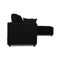 Zink Straight line L Shape 6 Seater Sofa Plain Cushion(Black)