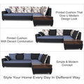 Adorn India Orlando Fabric L Shape Sofa (Black & Dark Grey)