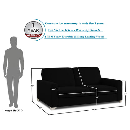 Adorn India Straight line 3 Seater Sofa(Black)