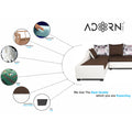Aliana L Shape Leatherette Fabric 6 Seater Sofa Set LHS (Brown & White)
