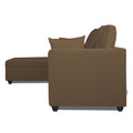 Zink Straight line L Shape 6 Seater Sofa Plain Cushion (Left Side Handle)(Camel)