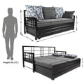 Adorn India Polar Black Metal Three Seater Sofa Cum Bed with Storage (6 x 5) (Light Grey)
