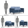 Straight Line Plus Stripes 3+2+1 6 Seater Sofa Set (Blue)