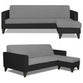 Adorn India Aladra L Shape Decent 5 Seater Sofa Set RHS (Grey & Black) (3 Year Warranty)