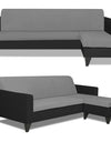 Adorn India Aladra L Shape Decent 5 Seater Sofa Set (Right Hand Side) (Grey & Black)