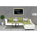 Adorn India Aliana L Shape Leatherette Fabric 6 Seater Sofa Set RHS (Green & White) (3 Year Warranty)