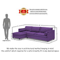 Adorn India Alexander L Shape 7 Seater Sofa Set with Ottoman Puffy LHS (Purple) (3 Year Warranty)