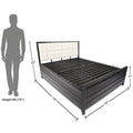 Adorn India Calypso Wrought Iron Bed with Back Cushion Queen Size Box Spring Storage (Without Mattress; Matte; Black)