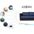 3 Seater Sofa Cum Bed Exclusive Two Tone Straight Line (Blue & Black)