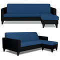 Adorn India Aladra L Shape Decent 5 Seater Sofa Set RHS (Blue & Black) (3 Year Warranty)