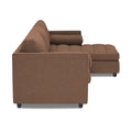 Adorn India Alexander L Shape 7 Seater Sofa Set with Ottoman Puffy RHS (Camel) (3 Year Warranty)