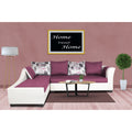 Adorn India Aliana L Shape Leatherette Fabric 6 Seater Sofa Set LHS (Light Purple & White)