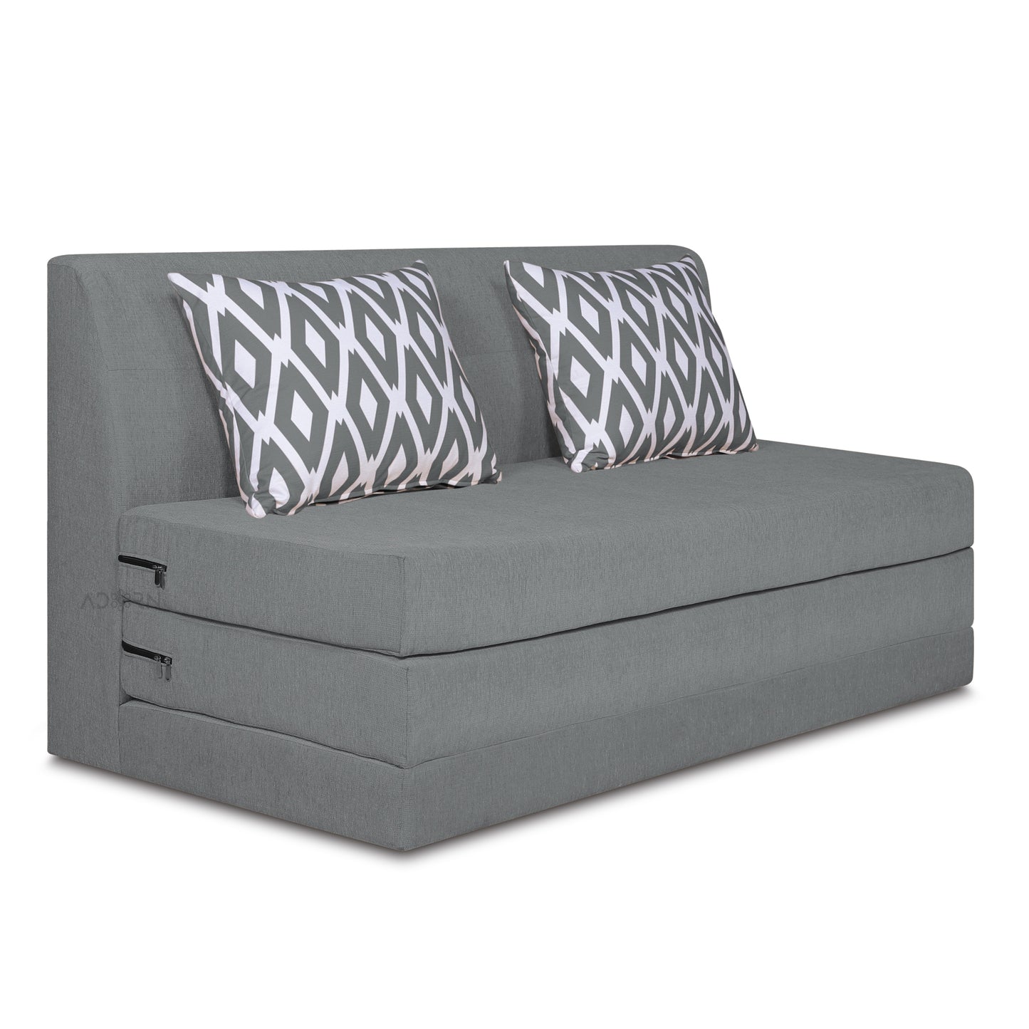 Adorn India Easy Highback Three Seater Sofa Cum Bed Rhombus 6' x 6' (Grey)