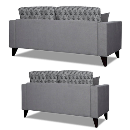 Adorn India Parker Leaf 3+2 5 Seater Sofa Set (Grey) Martin Plus