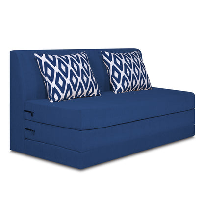Adorn India Easy Highback Three Seater Sofa Cum Bed Rhombus 5' x 6' (Blue)