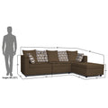 Zink Straight line L Shape 6 Seater Sofa Rhombus Cushion(Camel)