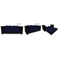 Almond 3 Seater Sofa Cumbed (Dark Blue & Black)