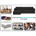 Adorn India Alexander L Shape 7 Seater Sofa Set with Ottoman Puffy LHS (Black) (3 Year Warranty)