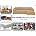 Adorn India Alexander L Shape 7 Seater Sofa Set with Ottoman Puffy RHS (Beige) (3 Year Warranty)