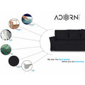 Adorn India Alexia 3 Seater Sofa(Black), Wood, Foam