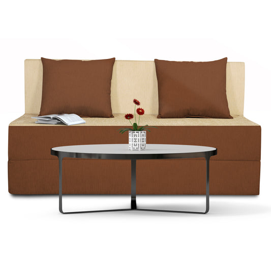 Adorn india Easy Two Seater Sofa Cum Bed (Brown & Beige) 4'x6'