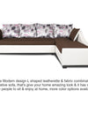 Adorn India Aliana L Shape Leatherette Fabric 6 Seater Sofa (Brown & White)