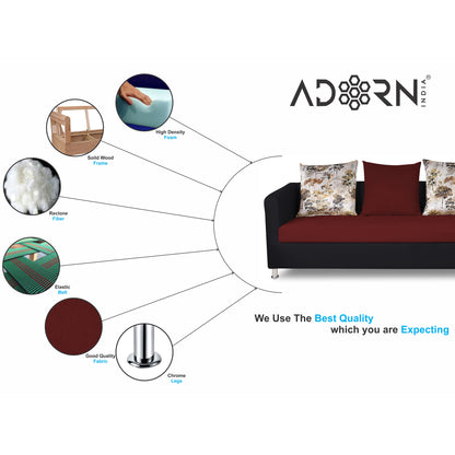 Adorn India Exclusive Two Tone Alita Compact 3-1-1 Sofa Set (Maroon & Black)
