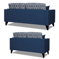 Adorn India Parker Leaf 3+2 5 Seater Sofa Set (Blue) Martin Plus (3 Year Warranty)