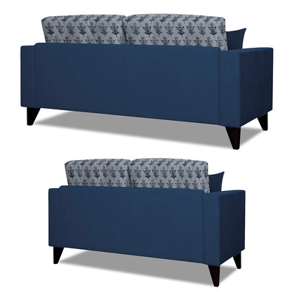 Adorn India Parker Leaf 3+2 5 Seater Sofa Set (Blue) Martin Plus