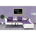 Adorn India Aliana L Shape Leatherette Fabric 6 Seater Sofa Set RHS (Dark Purple & White) (3 Year Warranty)
