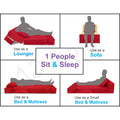 Adorn India Easy 2 Seater Sofa Cum Bed 3x6 (Red & Beige) (1 Year Warranty)