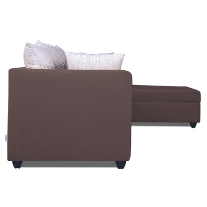 Adorn India Zink Straight line L Shape 6 Seater Sofa Wave Cushion (Brown)
