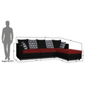 Zink Straight line L Shape 5 Seater Sofa Rhombus Cushion(Maroon & Black), Wood, Foam