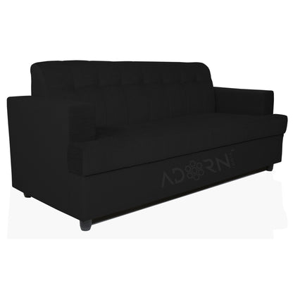 Adorn India Aleena 3 Seater Sofa(Black)