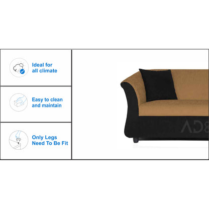 Adorn India Acura 3 Seater Sofa(Camel & Black)