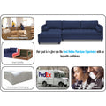 Adorn India Alexander L Shape 7 Seater Sofa Set with Ottoman Puffy LHS (Dark Blue) (3 Year Warranty)