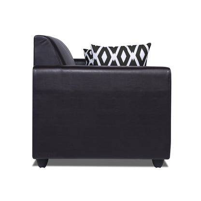 Adorn India Monteno Leatherette 3 Seater Sofa (Black)