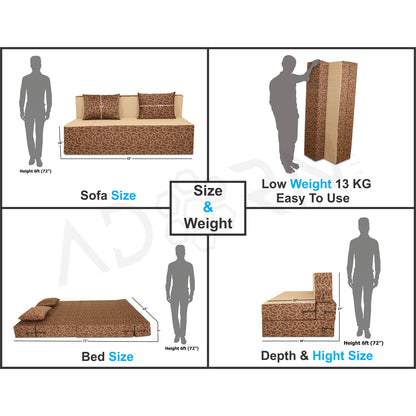 Adorn India Easy Three Seater Sofa Cum Bed 4' x 6' (Brown & Beige)