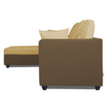 Zink Straight line L Shape 6 Seater Sofa Plain Cushion (Left Side Handle)(Brown & Beige)