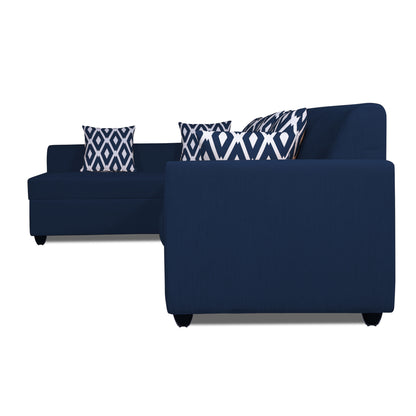 Adorn India Rio Highback L Shape 6 Seater corner Sofa Set (Left Side Handle)(Blue)