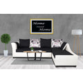 Adorn India Aliana L Shape Leatherette Fabric 6 Seater Sofa Set RHS (Black & White) (3 Year Warranty)