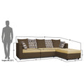Zink Straight line L Shape 6 Seater Sofa Rhombus Cushion(Brown & Beige)