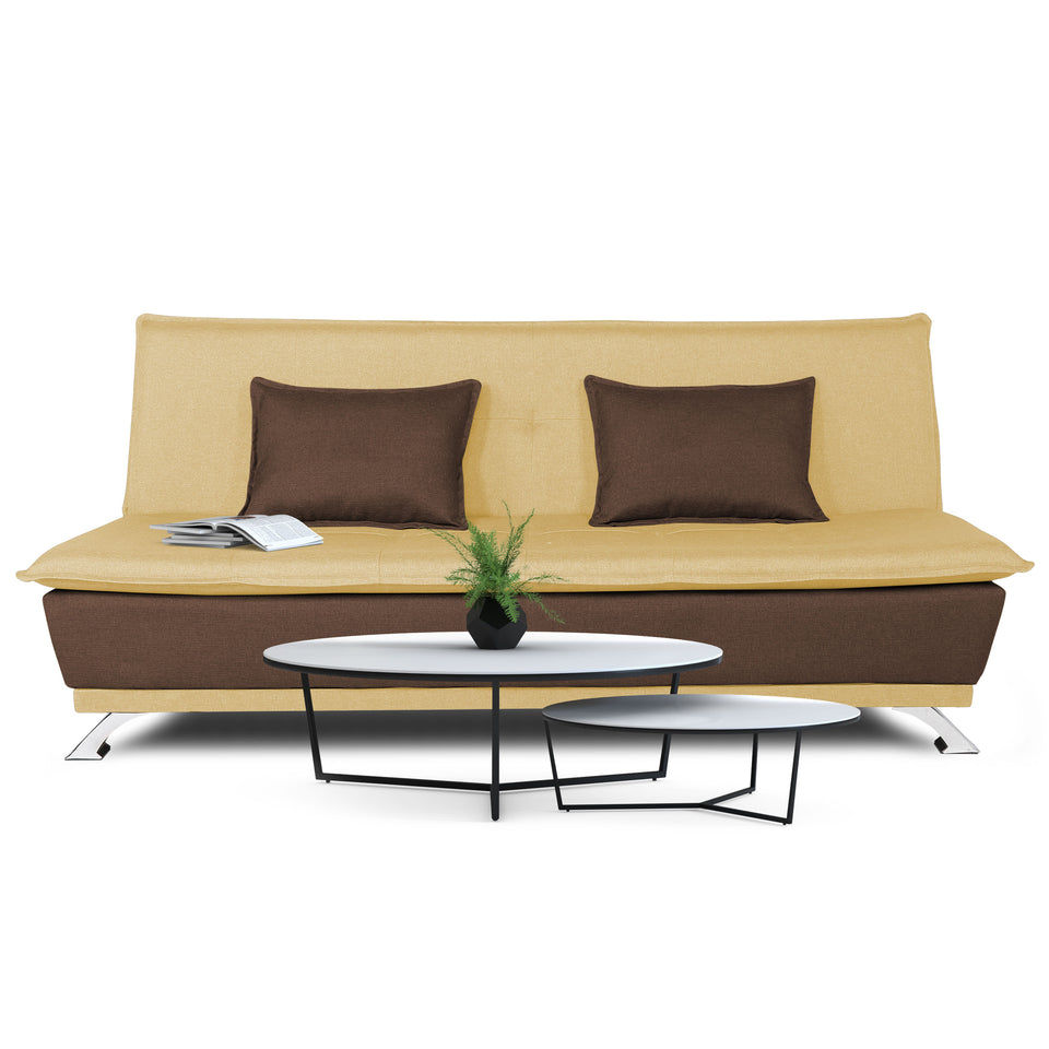 Exclusive Two Tone Arden 4 Seater Wood Sofa Cum Bed 4x6(Brown & Beige)