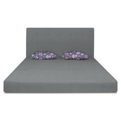 Adorn India Easy Highback Three Seater Sofa Cum Bed Floral 6' x 6' (Grey)