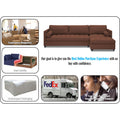 Adorn India Alexander L Shape 7 Seater Sofa Set with Ottoman Puffy RHS (Brown) (3 Year Warranty)