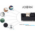 Adorn India Alica 3 Seater Sofa (Black), Wood, Foam