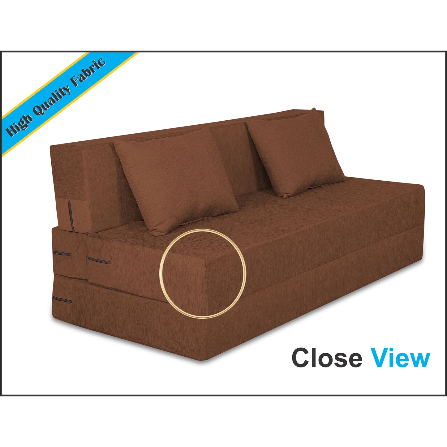 Adorn India Easy Three Seater Sofa Cum Bed Alyn 6'x 6' (Brown)