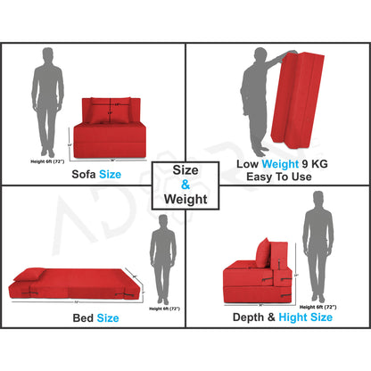 Adorn India Easy Single Seater Sofa Cum Bed Alyn 3'x 6' (Red )