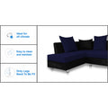 Adorn India Adillac 5 Seater Corner Sofa(Left Side Handle)(Dark Blue & Black), Wood, Foam