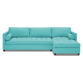 Adorn India Alexander L Shape 7 Seater Sofa Set with Ottoman Puffy RHS (Aqua Blue) (3 Year Warranty)